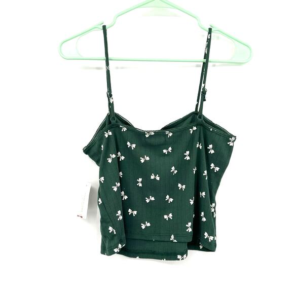 Altar'd State Size XL New with Tags Green Tank Top Spaghetti Strap Bow Print - Picture 2 of 5